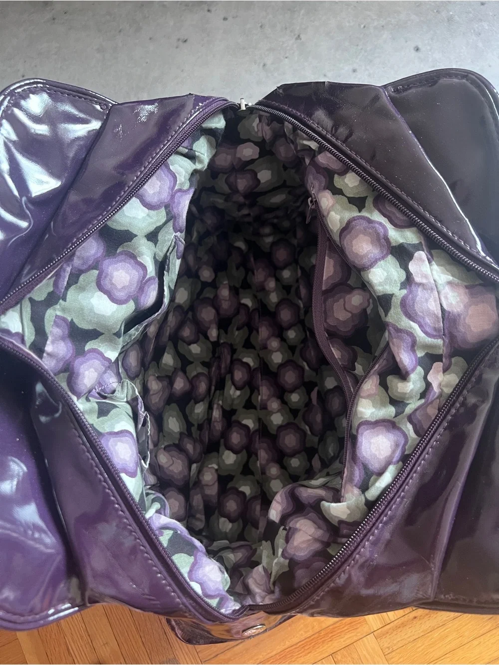 Purple Patent Tote Bag for Women EUC